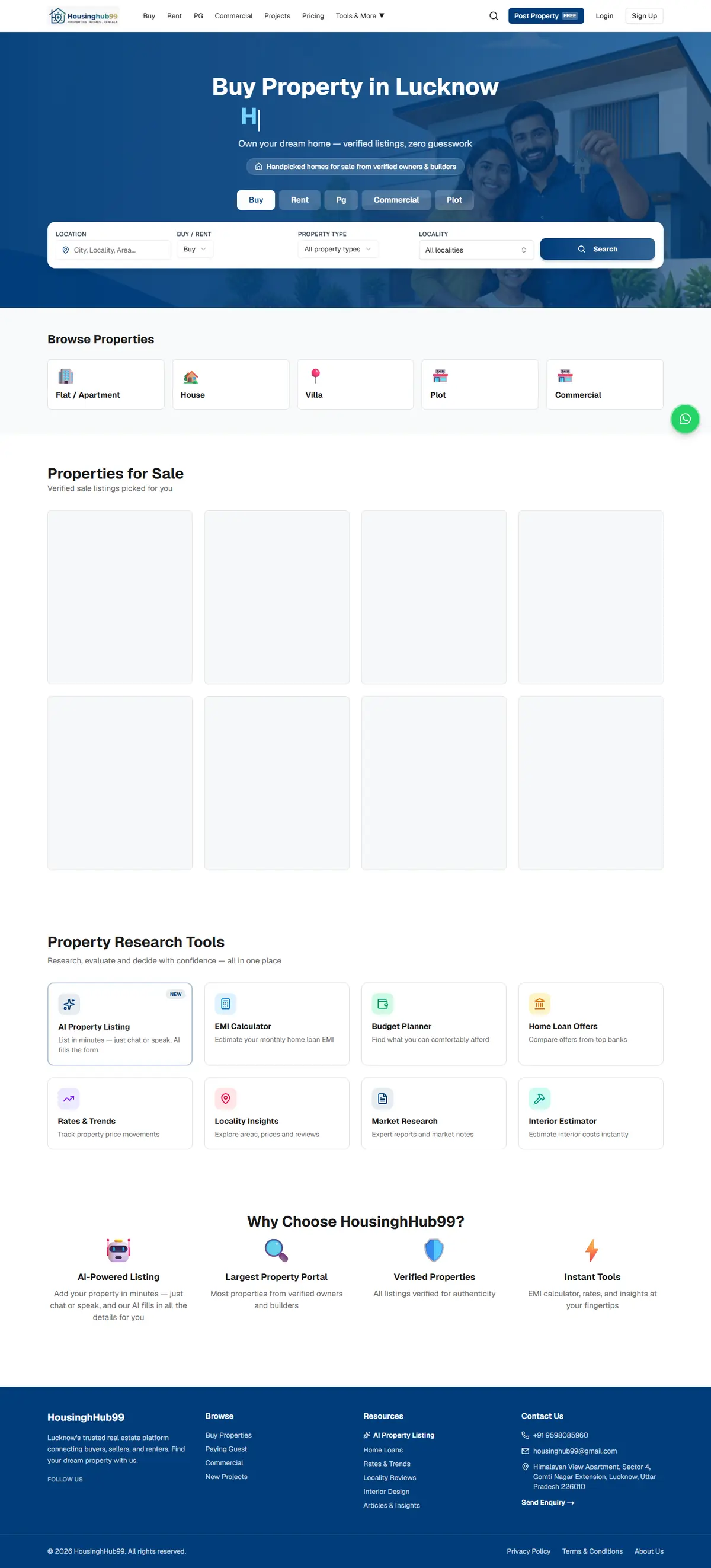 HousingHub99 full homepage screenshot