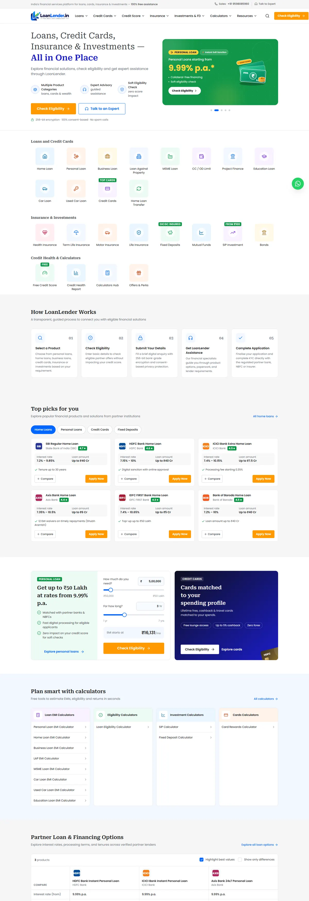 LoanLender full homepage screenshot