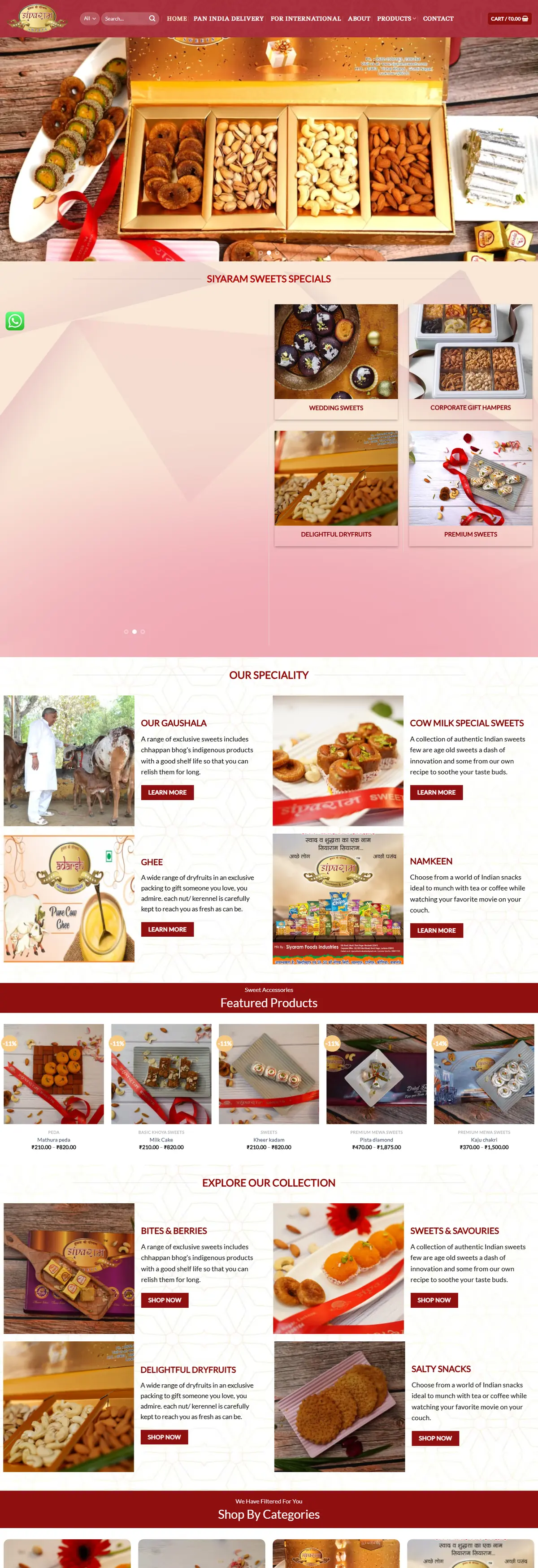 Siyaram Sweets full homepage screenshot