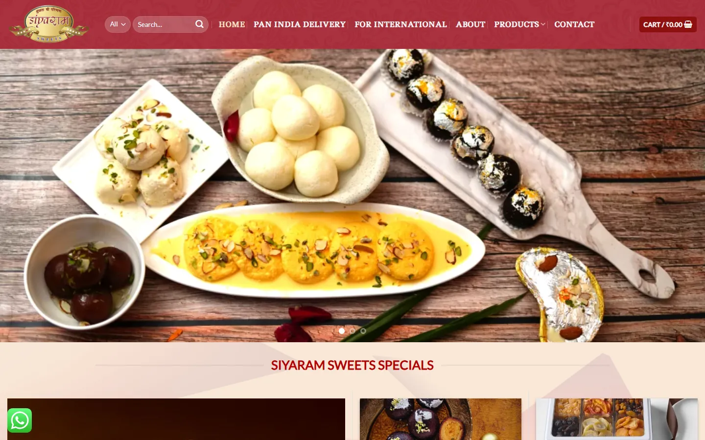 Siyaram Sweets website — Sweets E-commerce homepage preview
